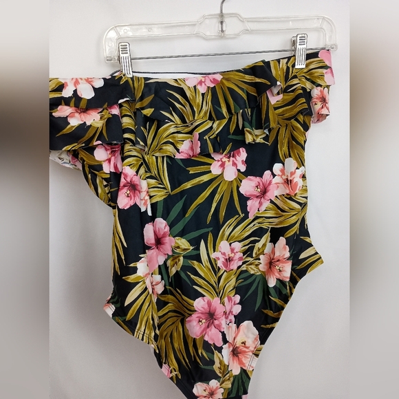 NEW! KONA SOL Black Floral One Piece Swimsuit -(#886) - Picture 6 of 10